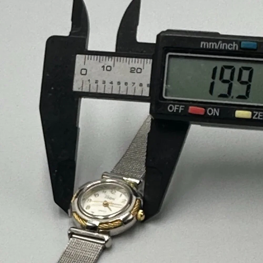 3/$30 Vivani Watch Women Silver Tone Twisted Rope Bezel Mesh Band 8.5